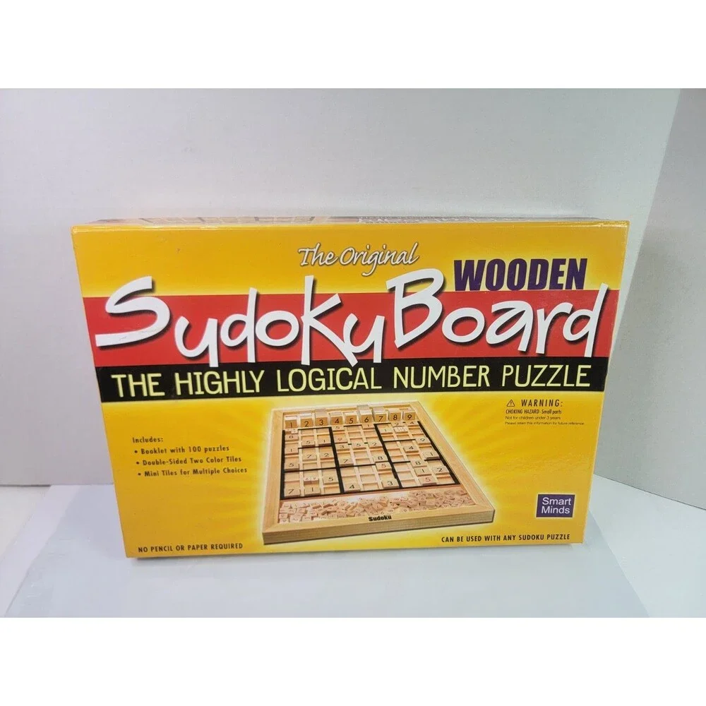 Smart Minds Original Wooden Sudoku Board Number Puzzle Game Complete w/ Box Book